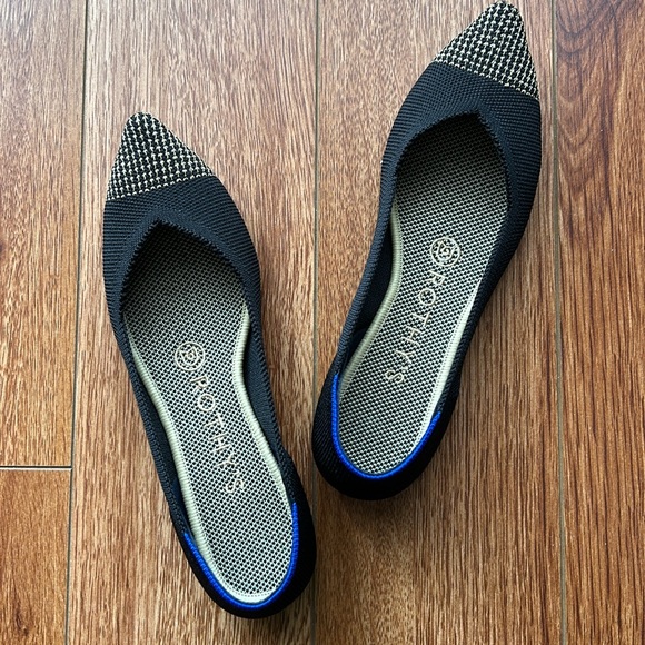 Rothy’s The Point Licorice Black Gold Limited Edition 6.5 EUC. Rare & Retired. - Picture 2 of 6